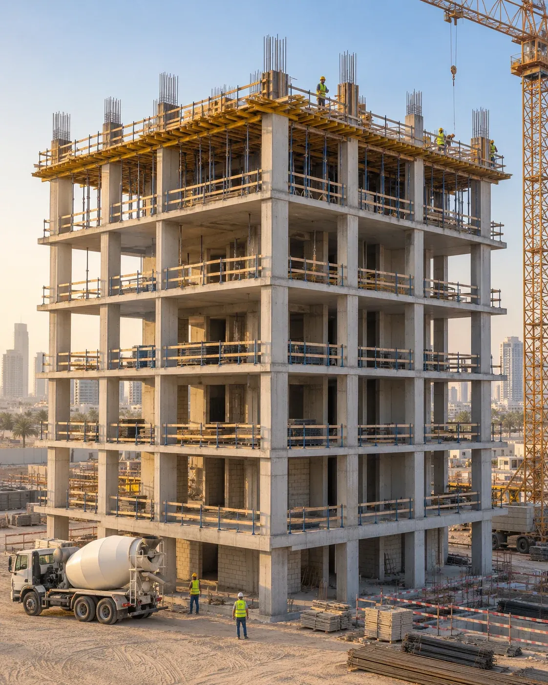 Reinforced concrete residential structure under construction in Dubai